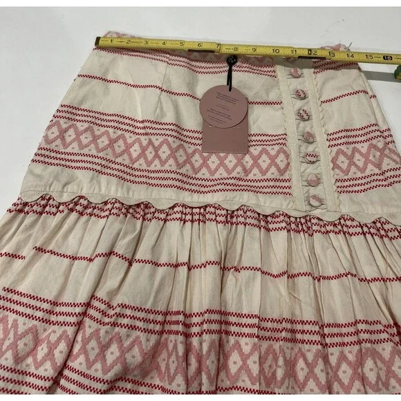 Anthropologie Raissa Skirt Boho High Low Ivory Preppy Vacay Retro Medium NWT - Picture 7 of 15
